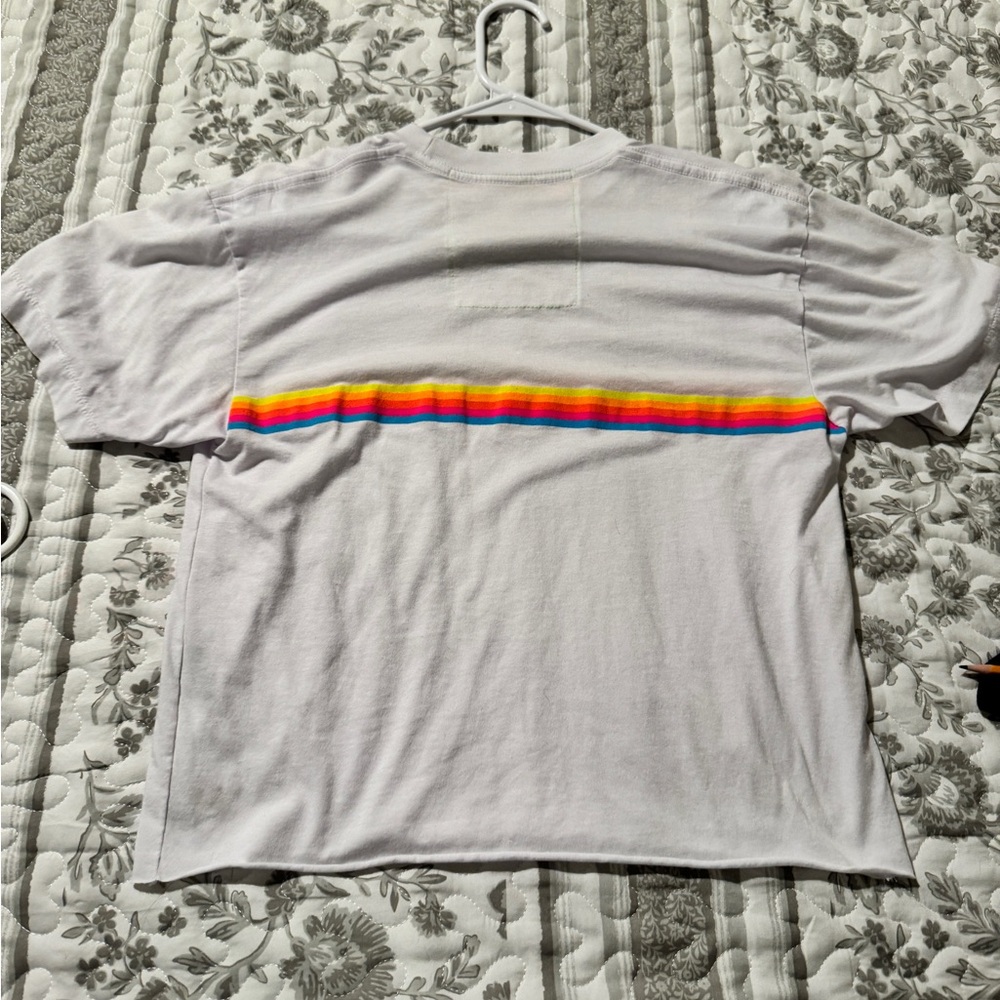 Aviator Nation White Tee with Colorful Stripe - Picture 3 of 5